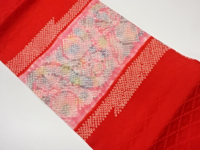 絞り抽象花唐草模様名古屋帯